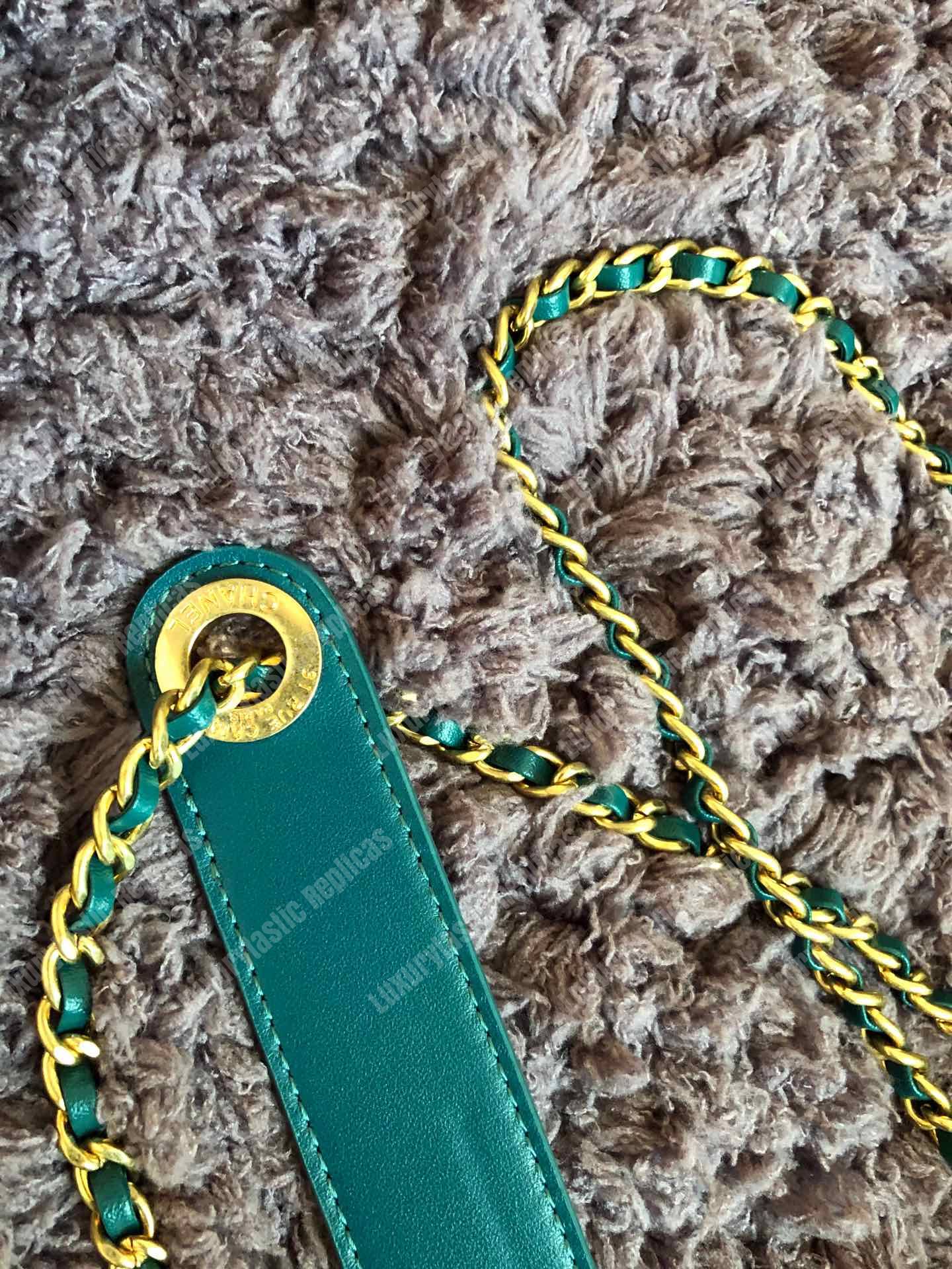 Ch*el flap bag & coin purse blue