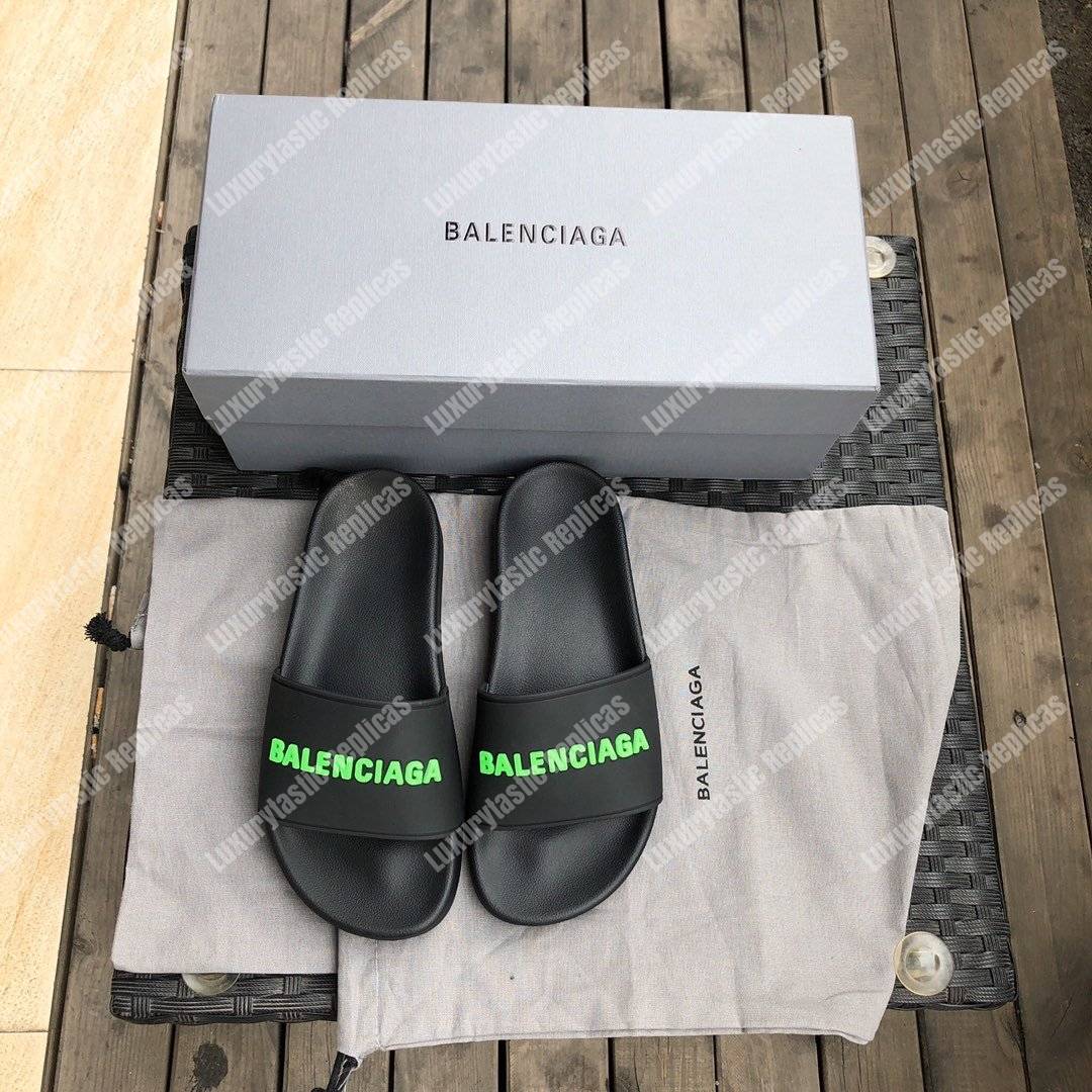 Ba*len*cia*ga pool slide sandal black/fluo green