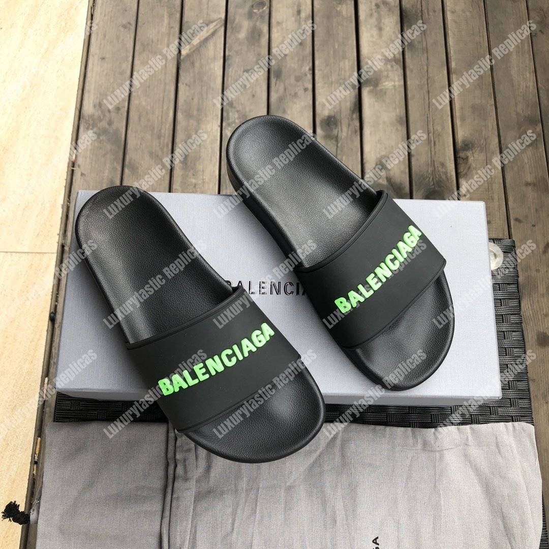 Ba*len*cia*ga pool slide sandal black/fluo green