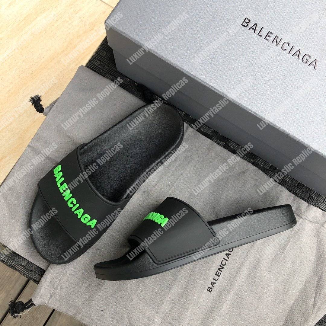 Ba*len*cia*ga pool slide sandal black/fluo green
