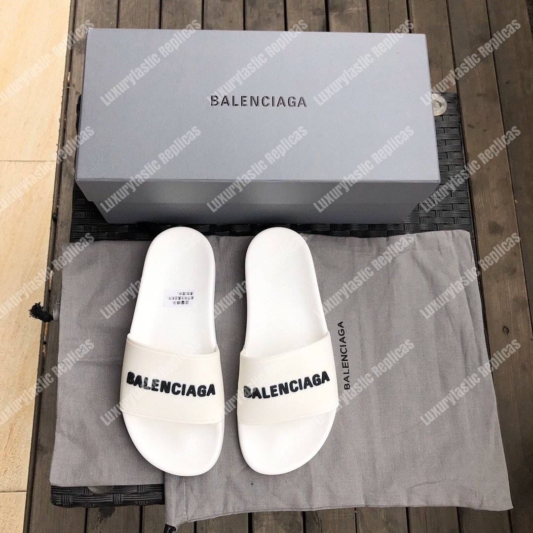 Ba*len*cia*ga pool slide sandal white/ black