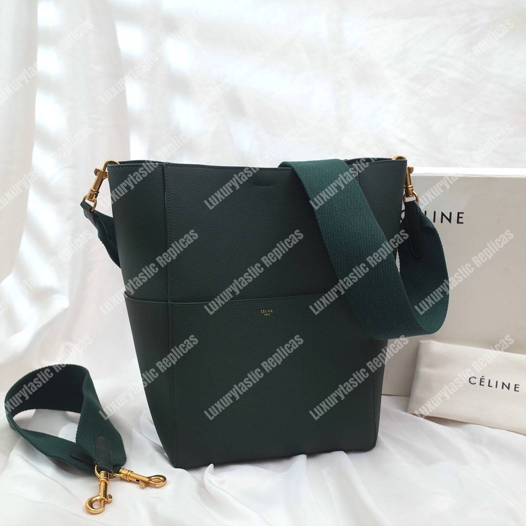 Ce**e sangle bucket bag in soft grained calfskin amazone