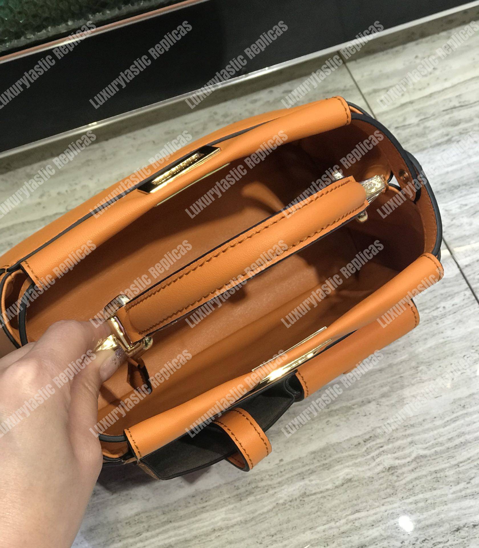 F**di peekaboo iconic mini orange leather bag