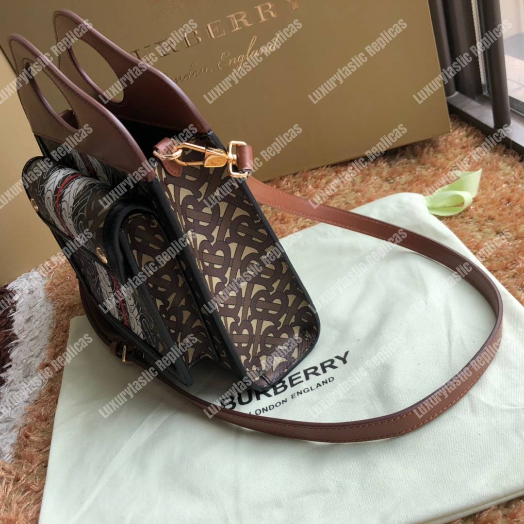 B**rry mini monogram stripe e-canvas pocket bag bridle brown