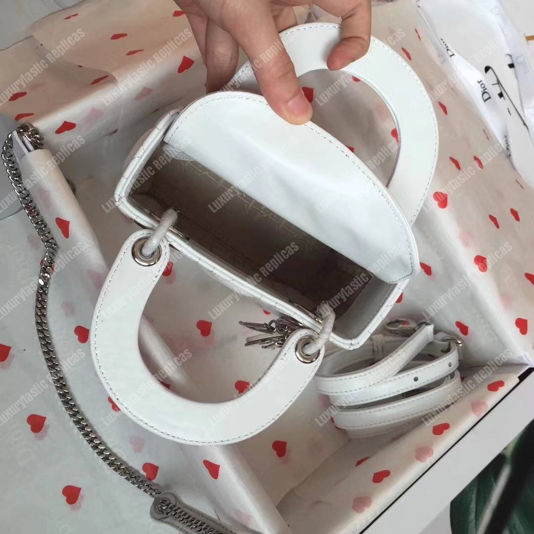 mini lady D*or lambskin bag off-white