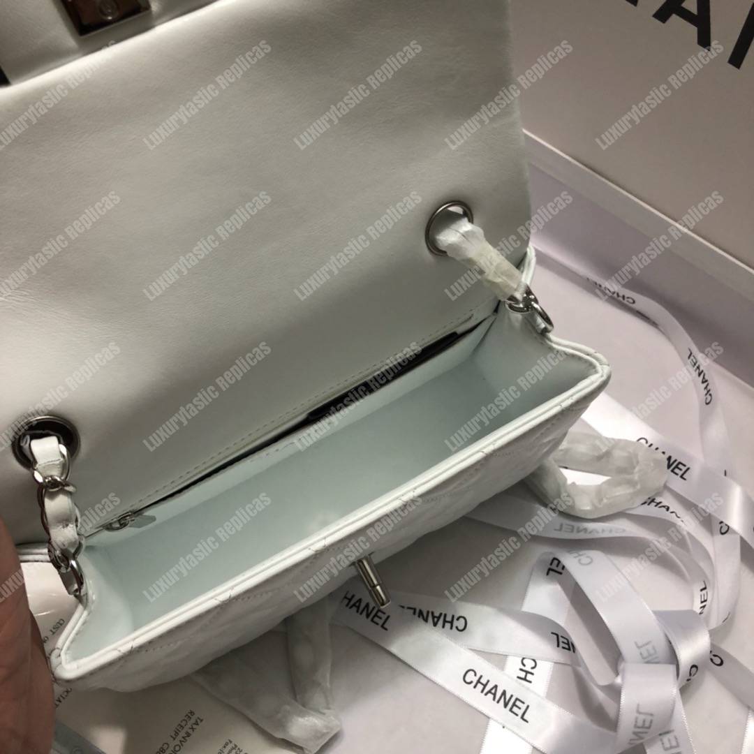 Ch*el mini flap bag white