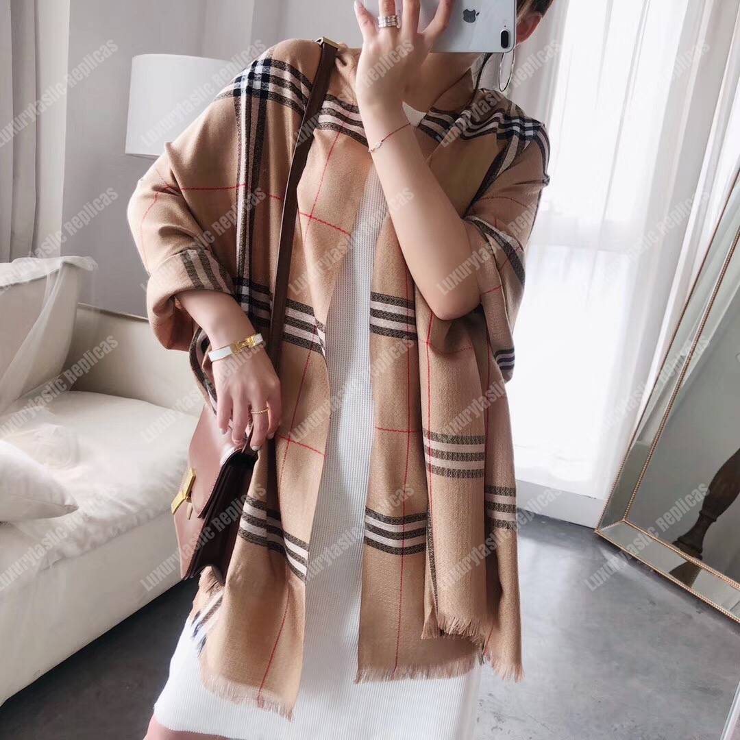 B**rry check cashmere scarf archive beige