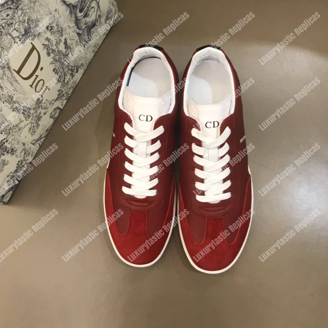 D*or “b01” sneaker red suede calfskin & red smooth calfskin