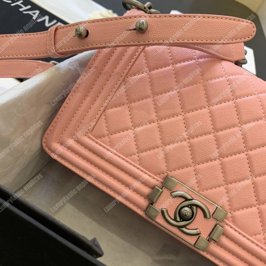 Ch*el boy medium caviar leather pink