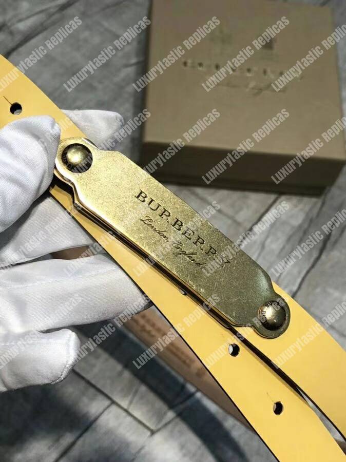 B**rry brass plaque buckle embossed bridle leather belt yellow