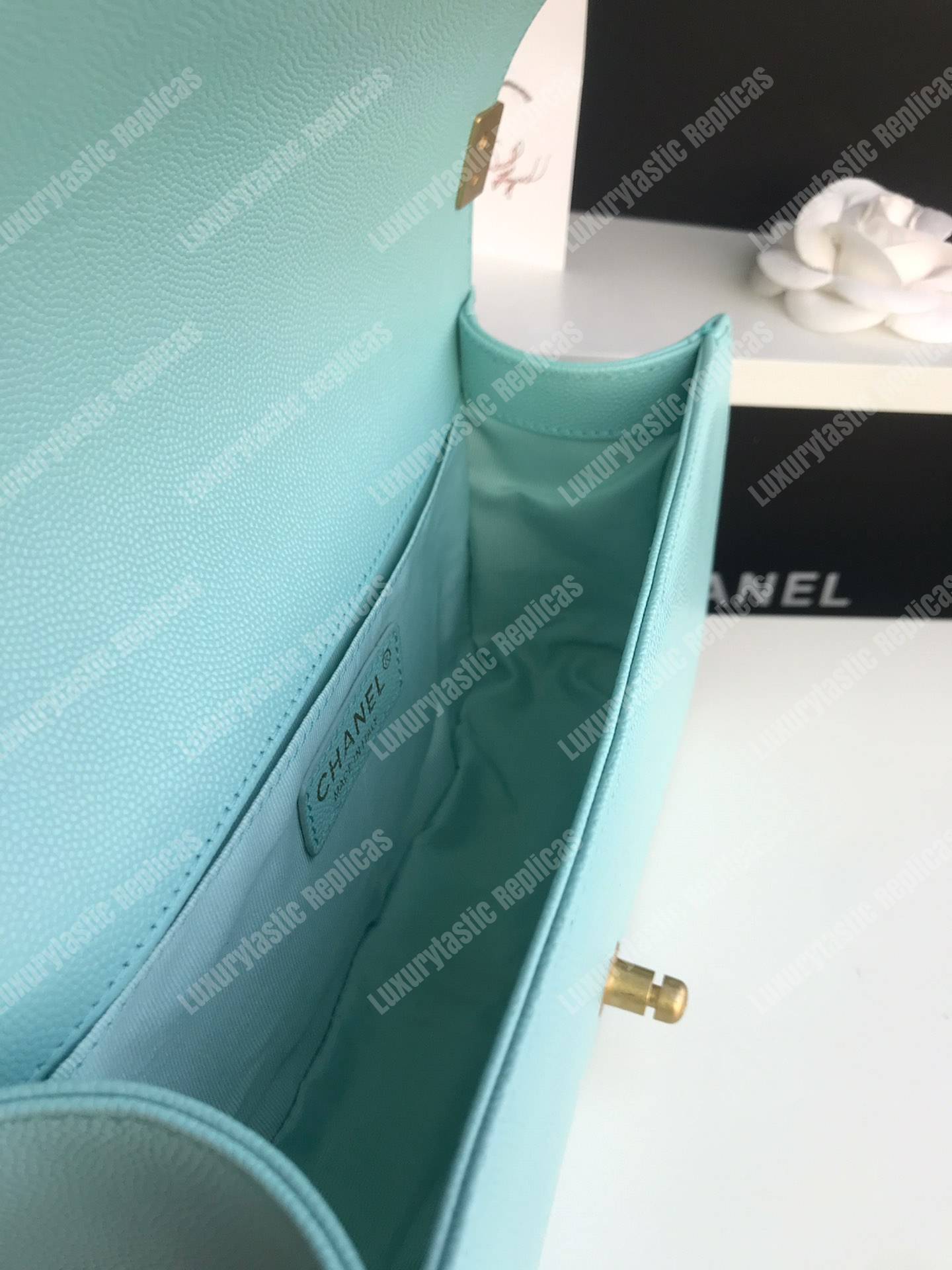 Ch*el boy medium handbag sky blue