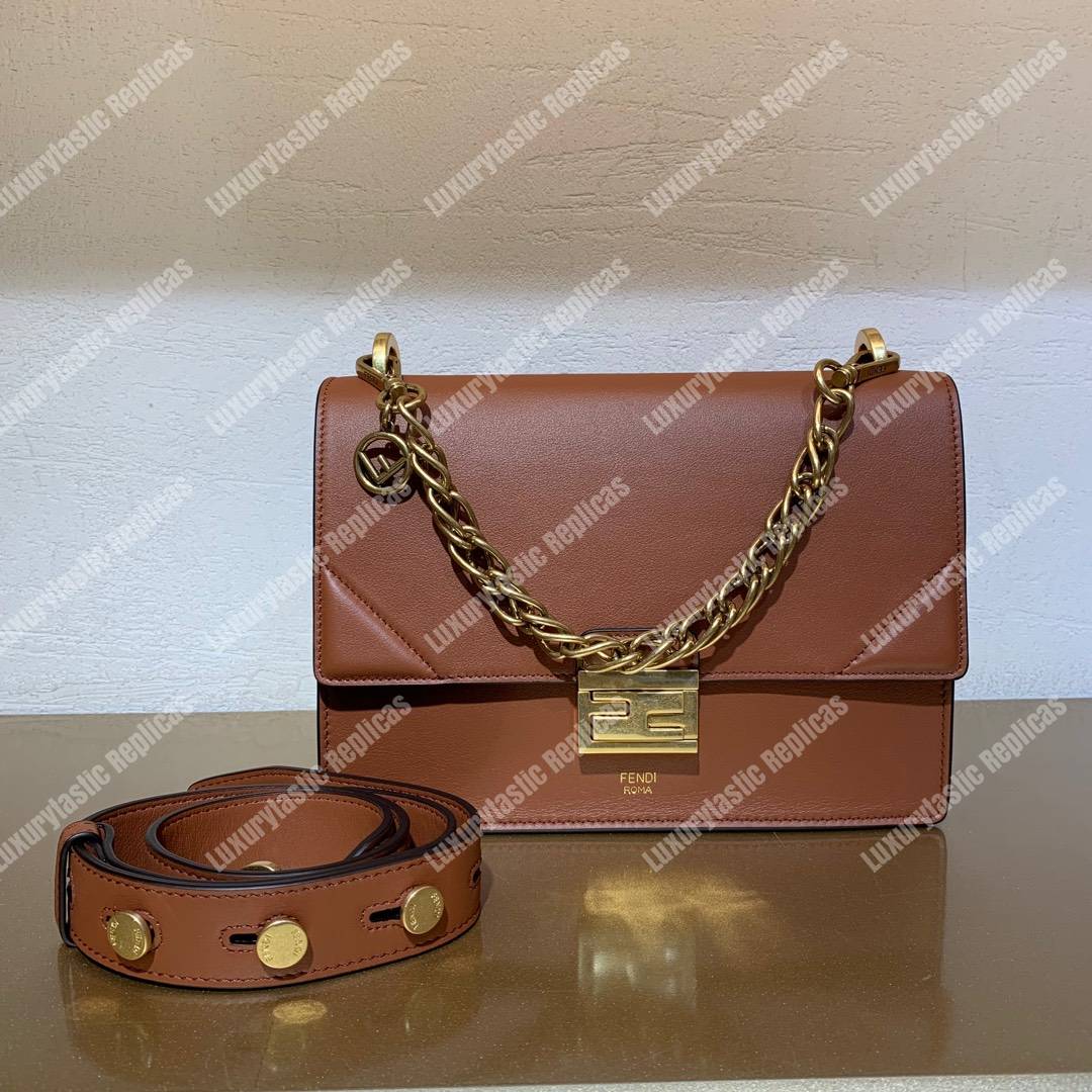 F**di kan u leather bag brown