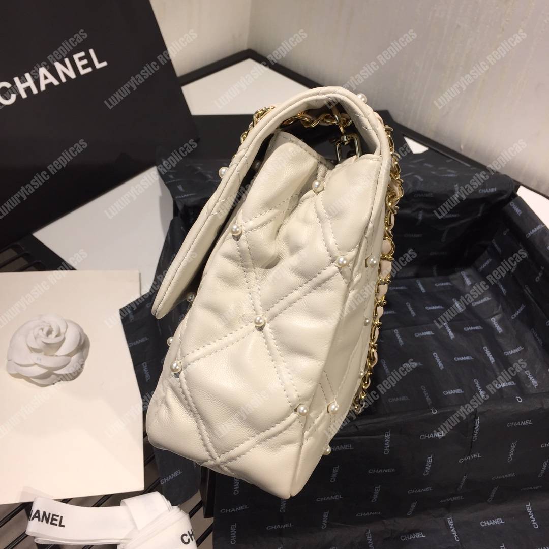 Ch*el flap bag iimitation pearls white