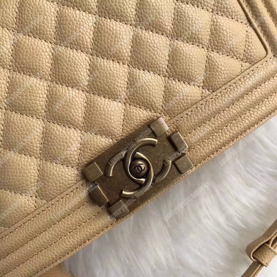 Ch*el boy medium handbag beige