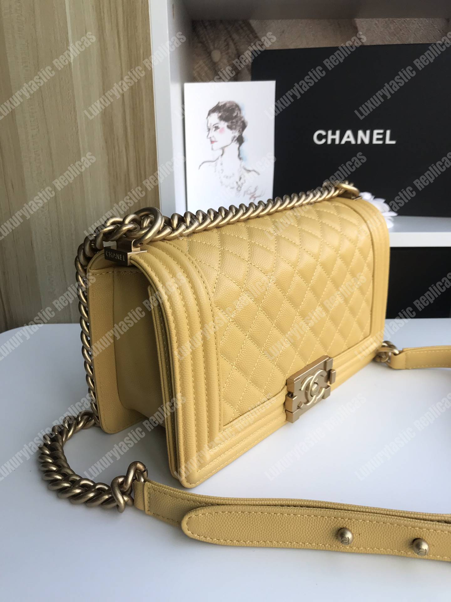 Ch*el boy medium handbag yellow