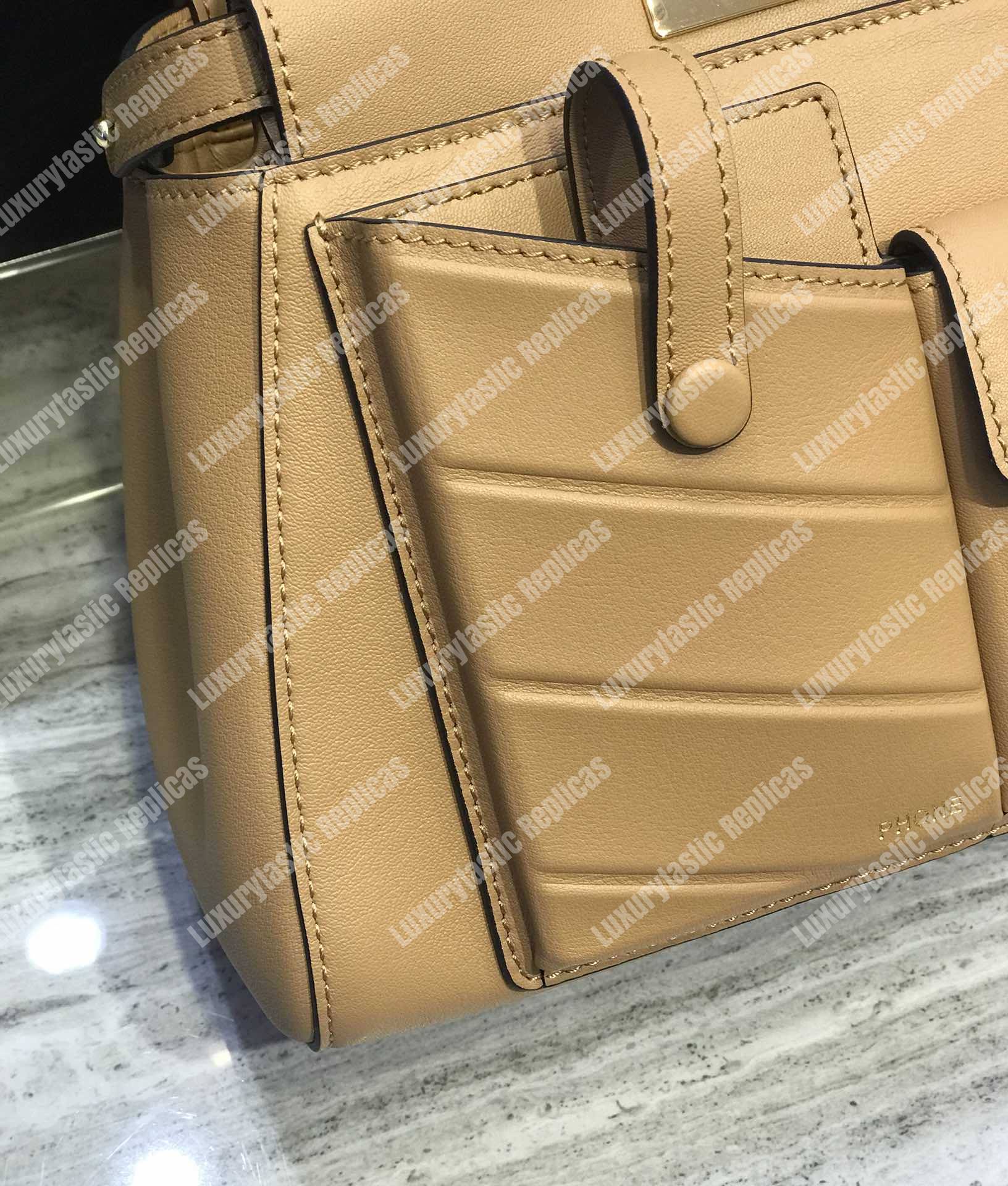 F**di peekaboo iconic mini beige leather bag
