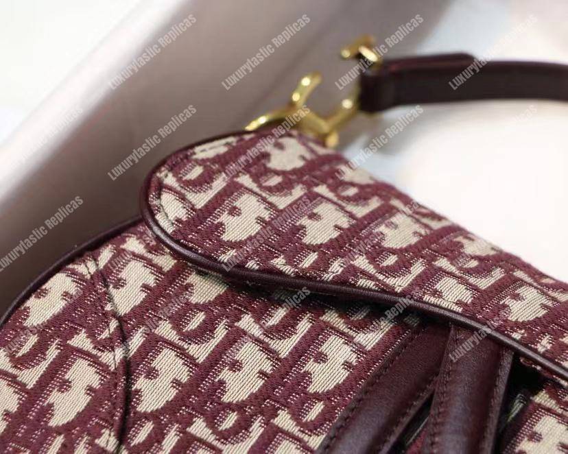 mini D*or burgundy oblique saddle bag