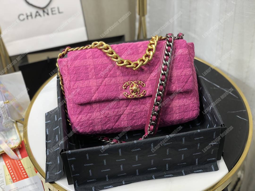 Ch*el 19 large flap bag fuchia