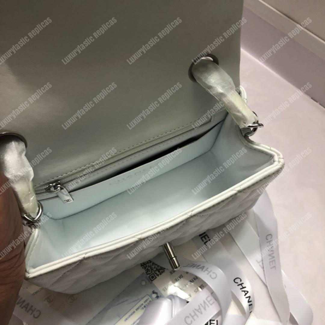 Ch*el mini flap bag white