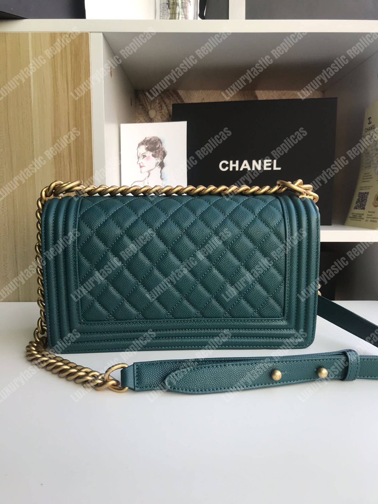 Ch*el boy medium handbag vert