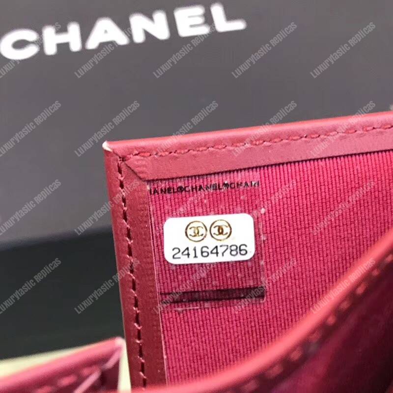 Ch*el boy small flap wallet burgundy