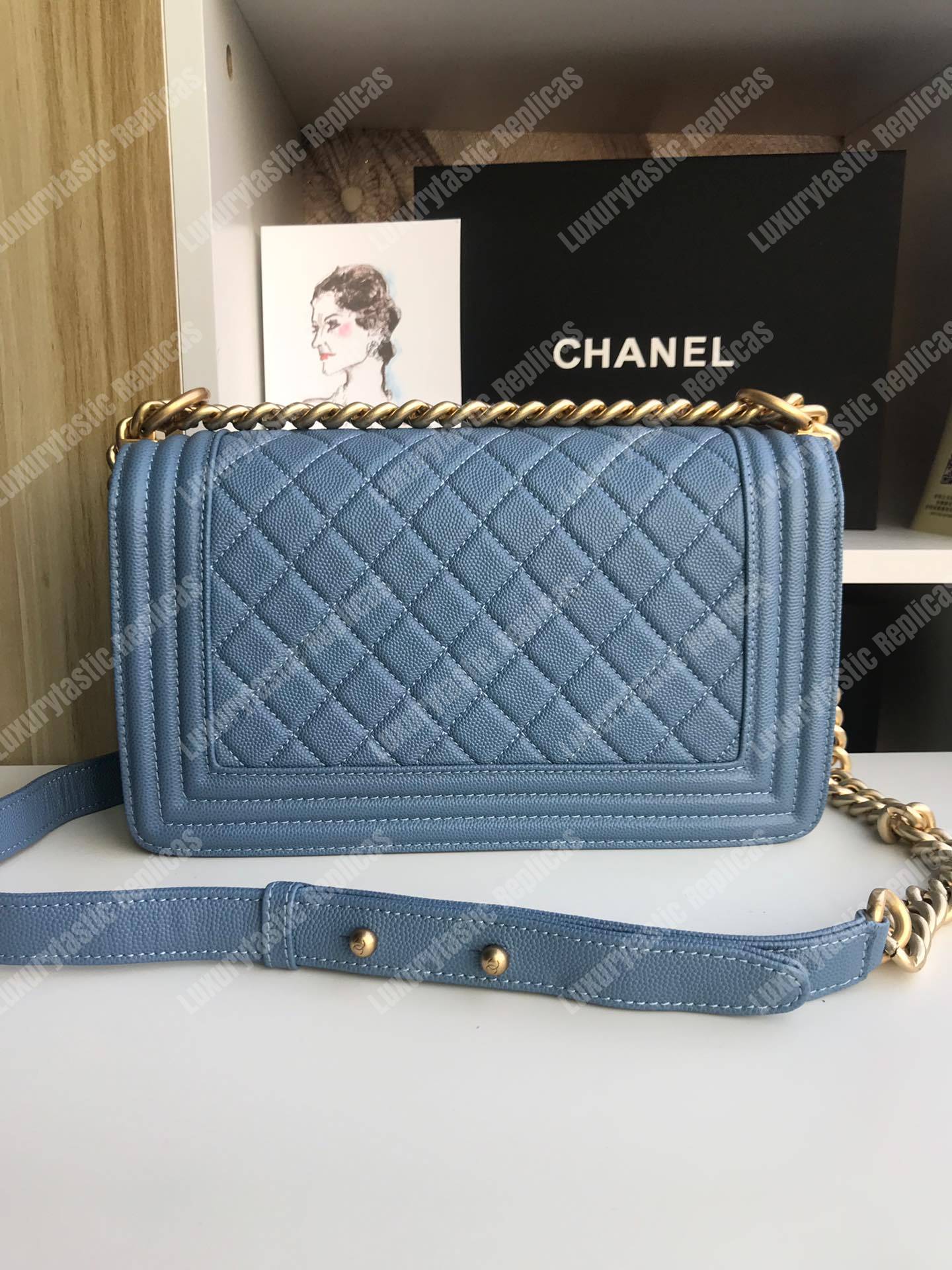 Ch*el boy medium handbag blue