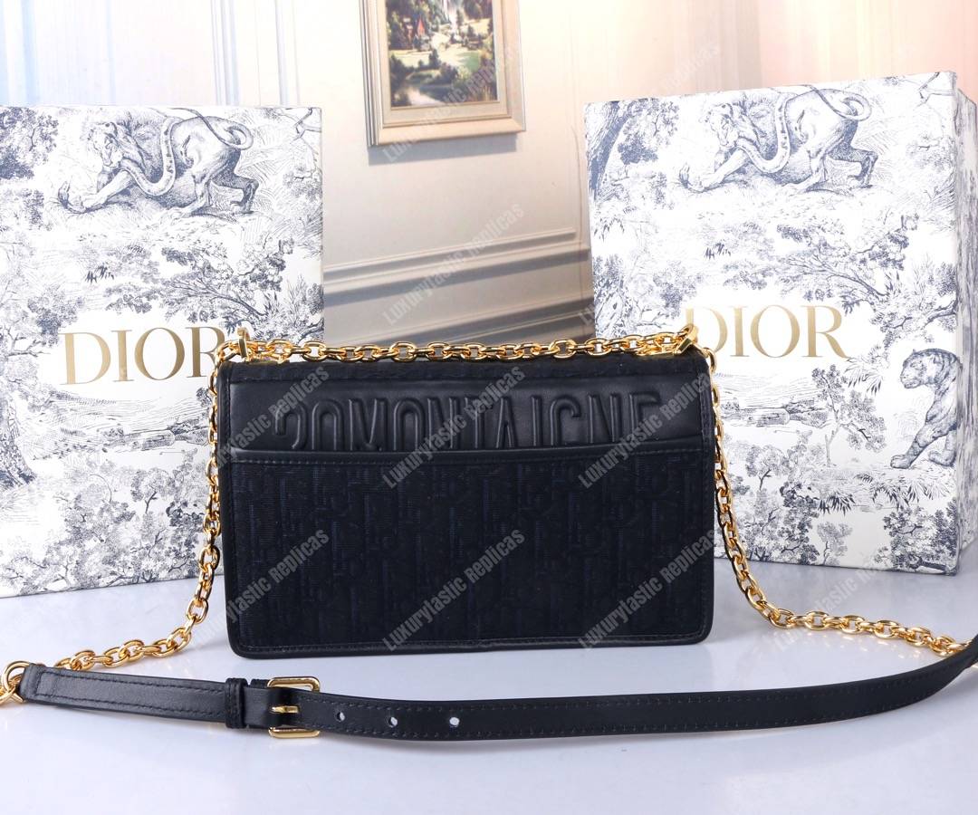 D*or wavy-effect 30 montaigne bag with chain black
