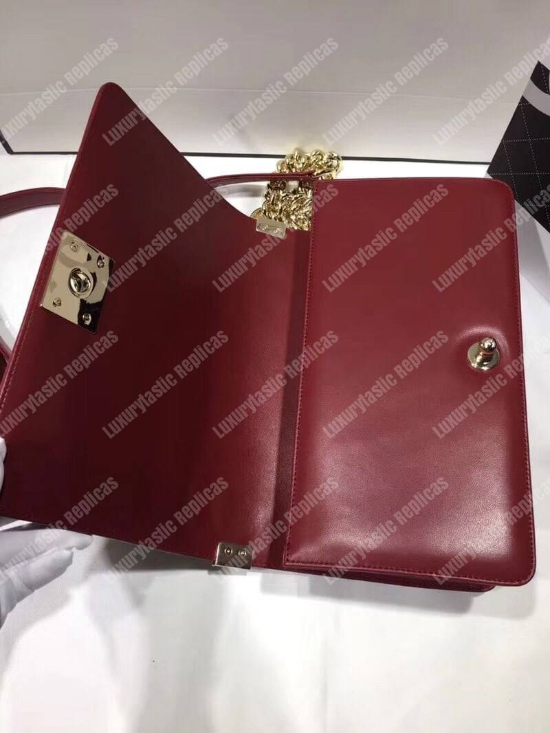 Ch*el boy handbag burgundy