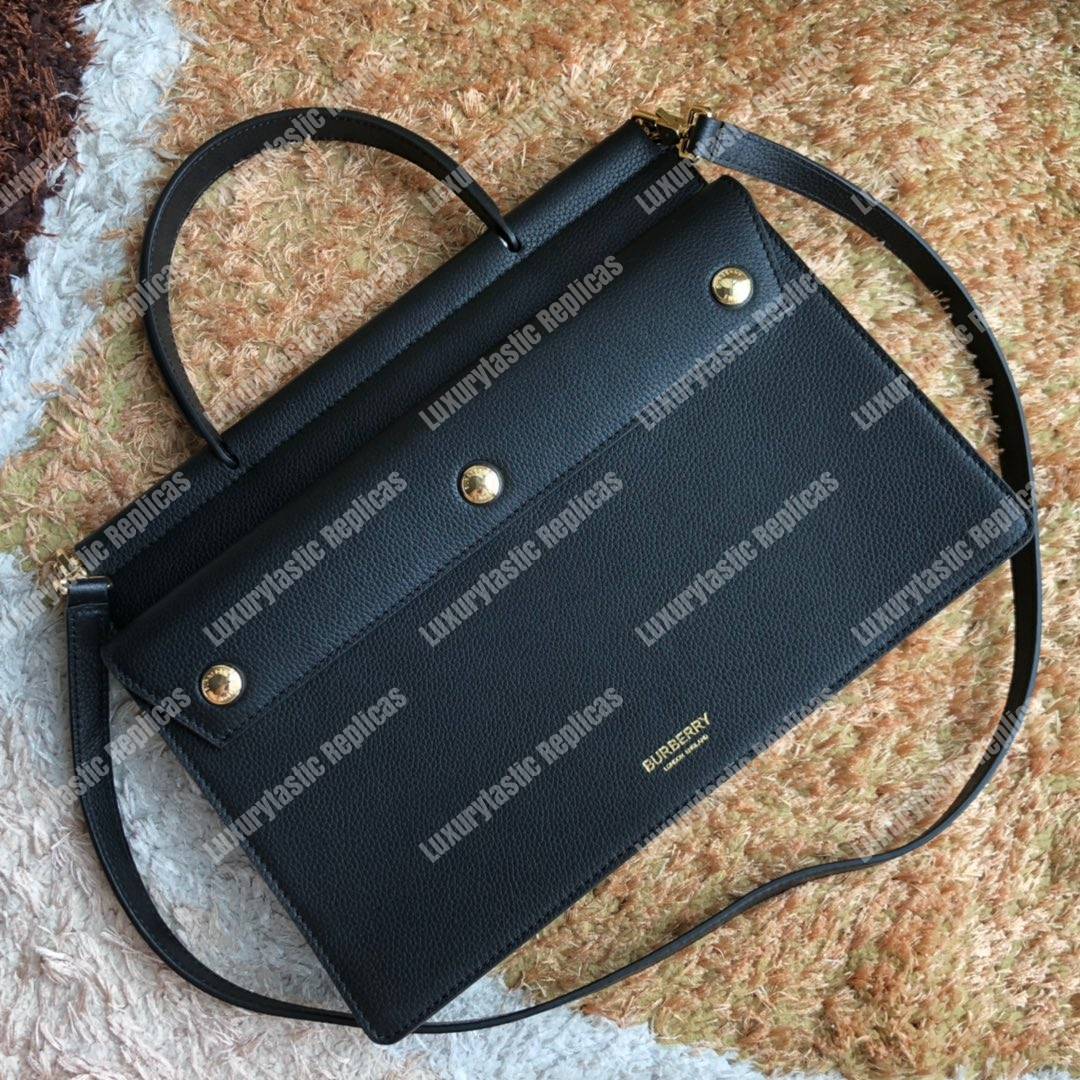B**rry small leather title bag with pocket detail black