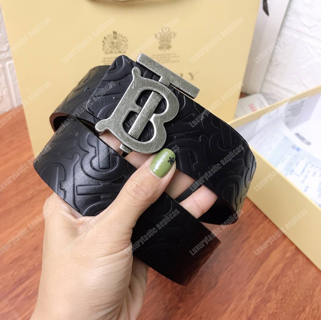 B**rry monogram motif monogram leather belt black