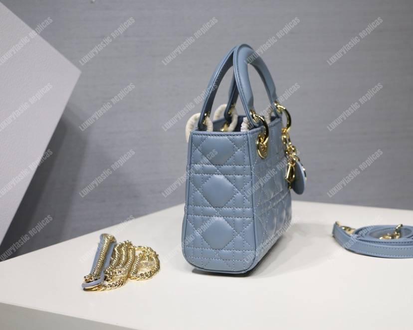 mini lady D*or lambskin bag blue