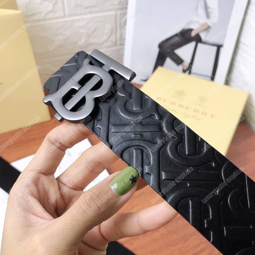 B**rry monogram motif monogram leather belt black