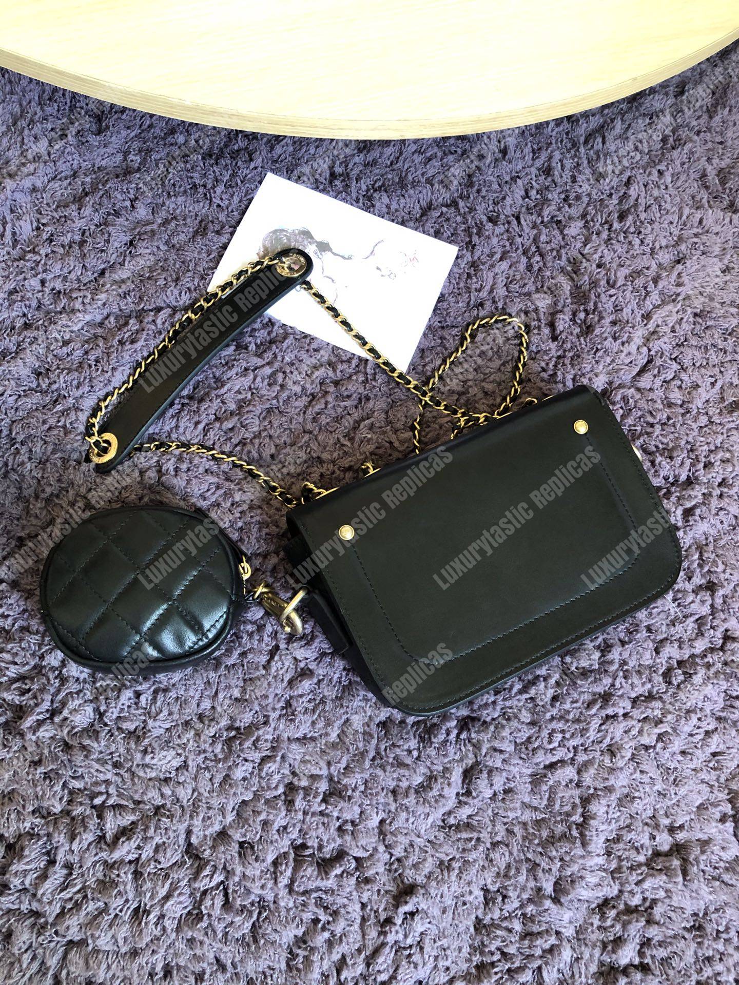 Ch*el flap bag & coin purse black