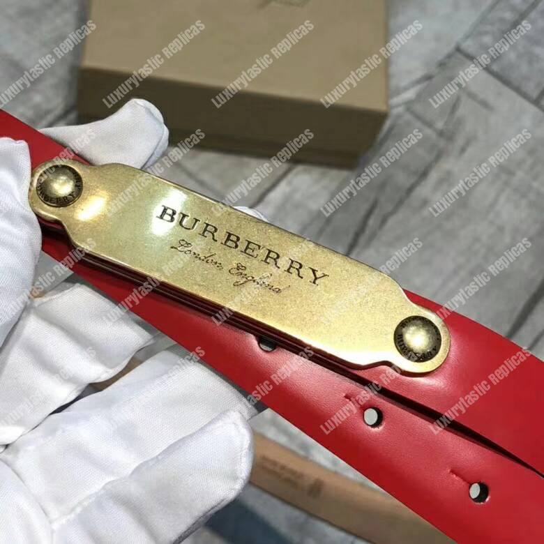B**rry brass plaque buckle embossed bridle leather belt red