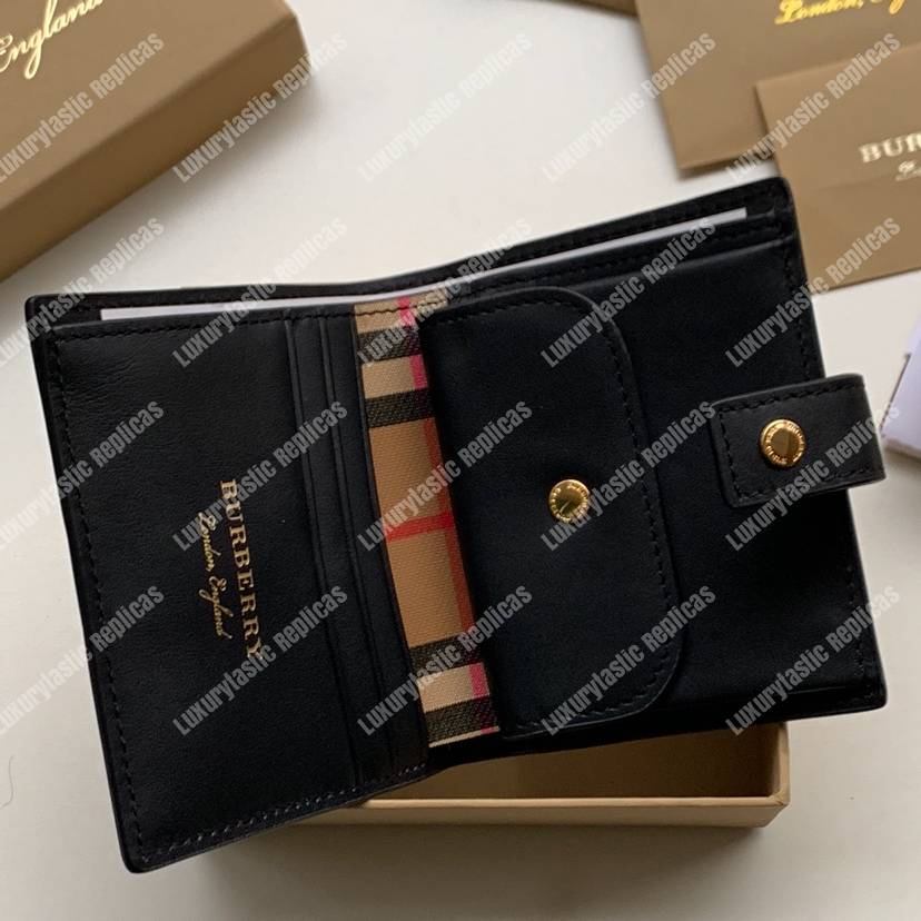 B**rry small vintage check and leather folding wallet black