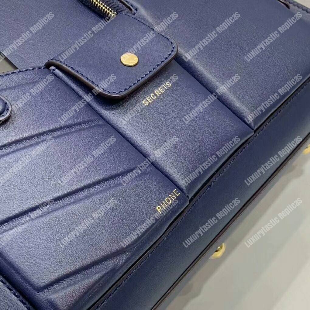 F**di peekaboo iconic medium blue leather bag