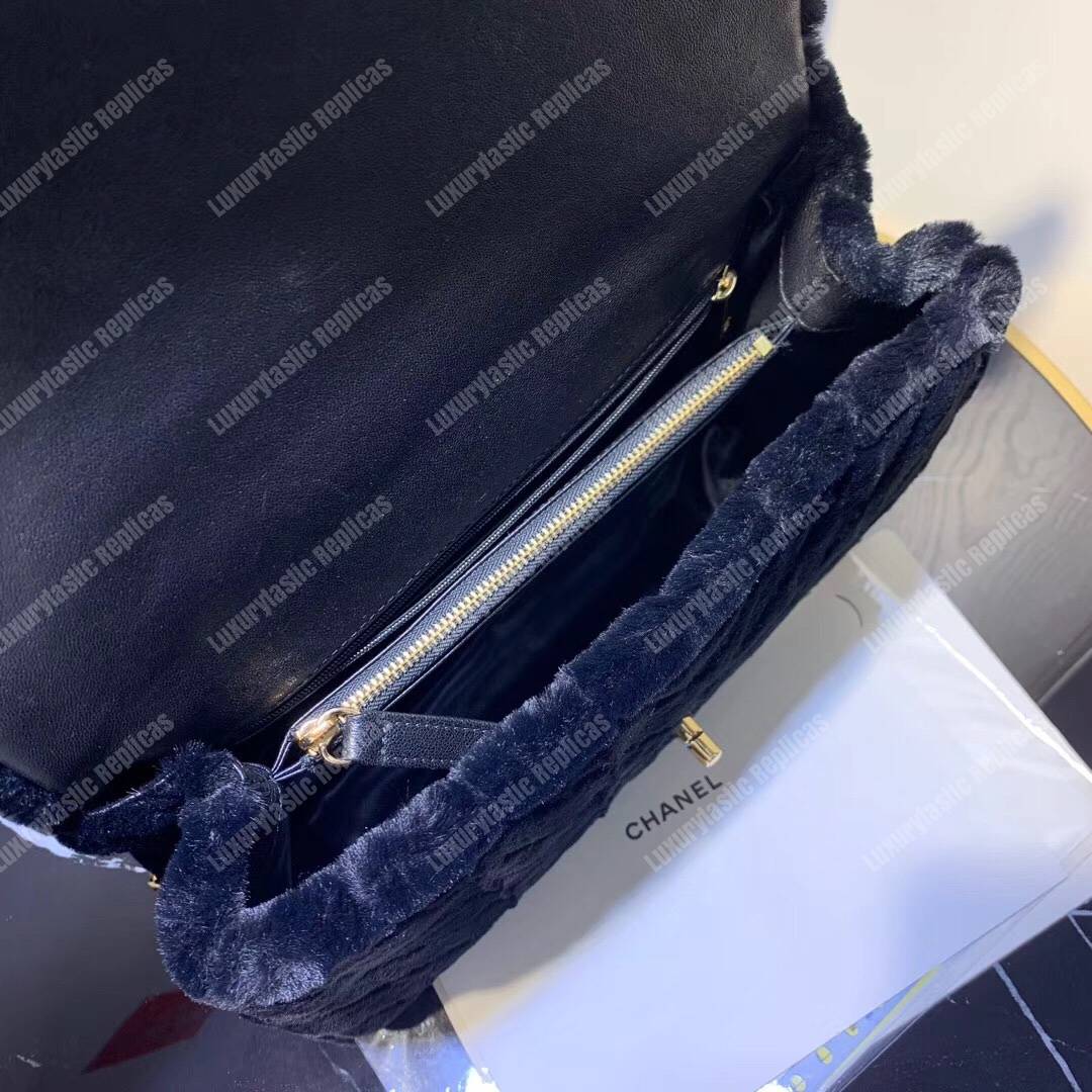 Ch*el flap bag with top handle black