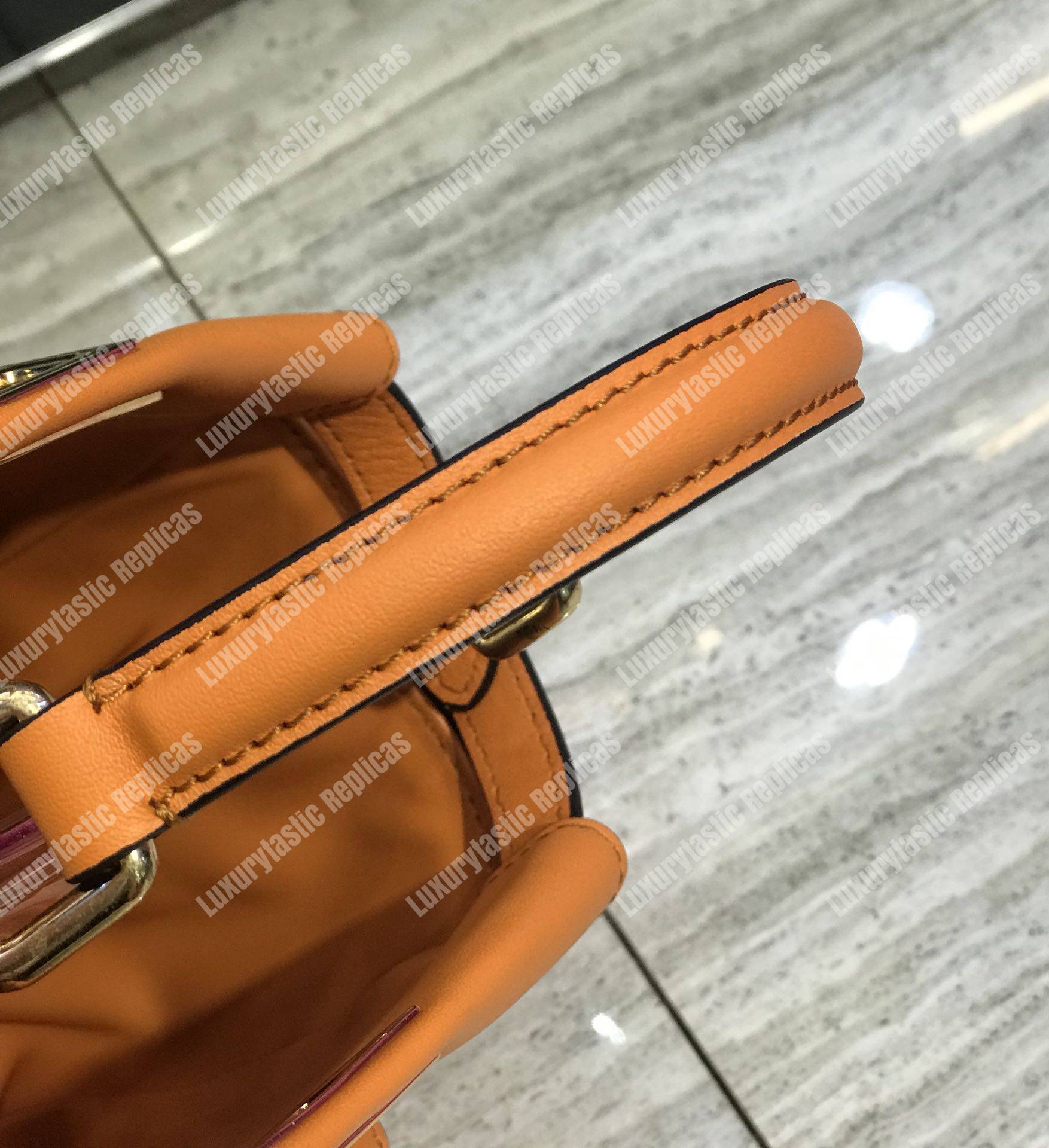 F**di peekaboo iconic mini orange leather bag