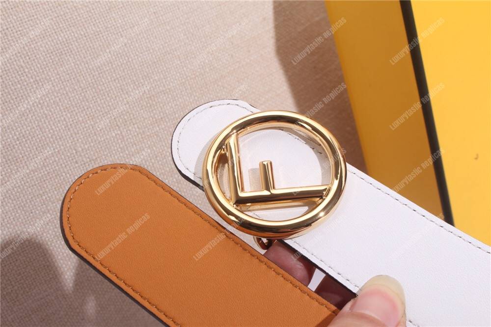 F**di white/caramel leather belt