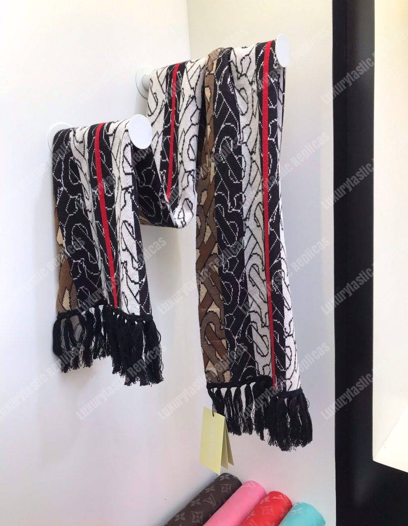 B**rry monogram stripe cashmere scarf