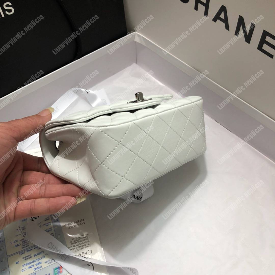 Ch*el mini flap bag white