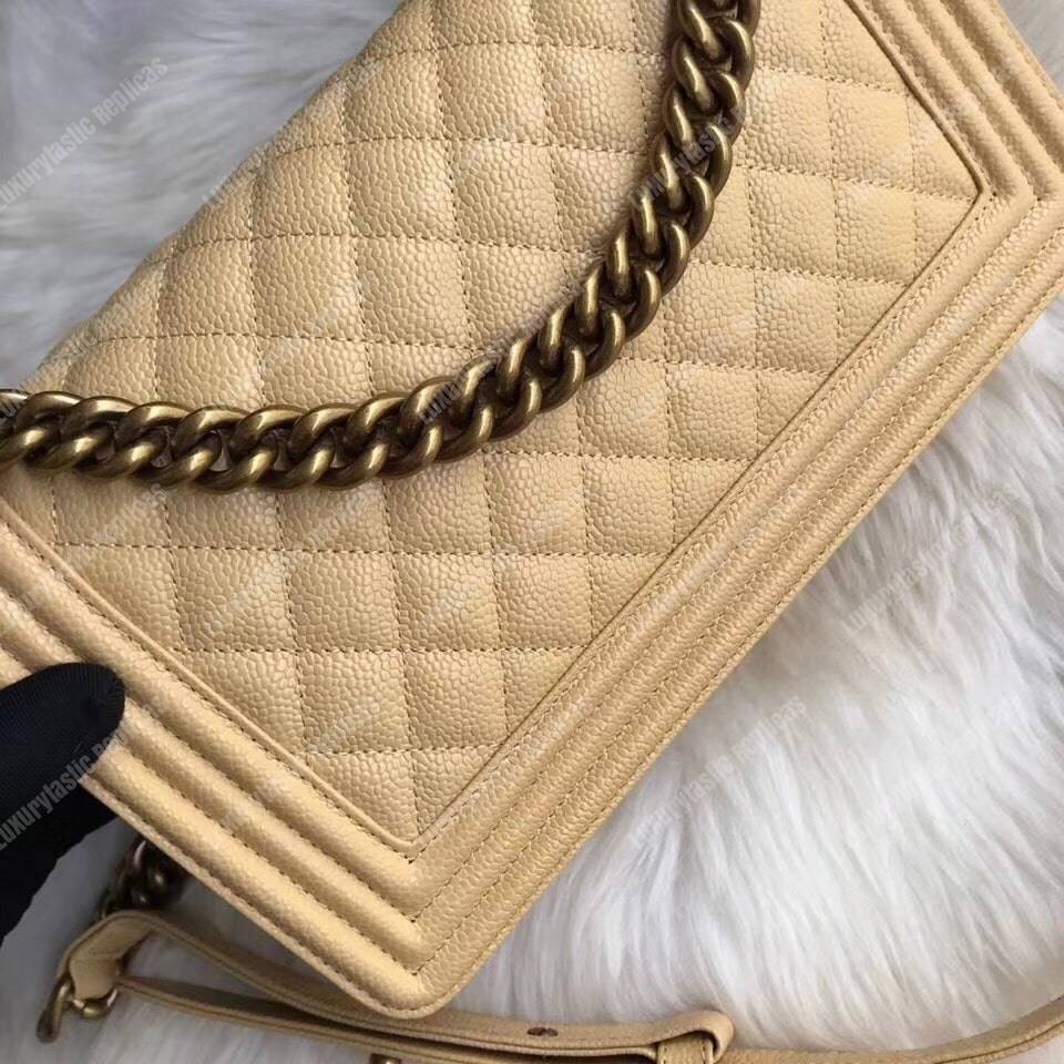 Ch*el boy medium handbag beige