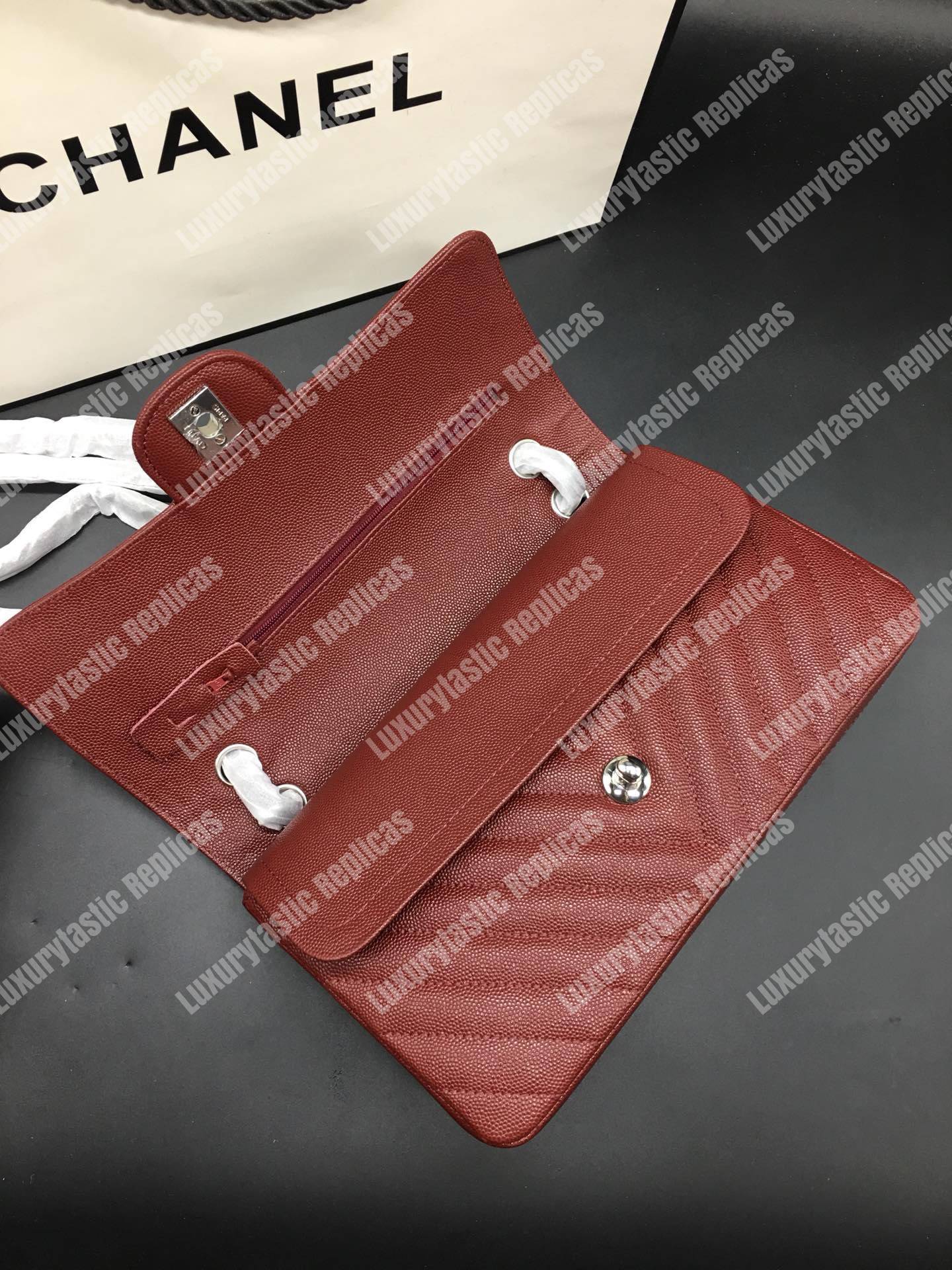 Ch*el classic medium handbag burgundy