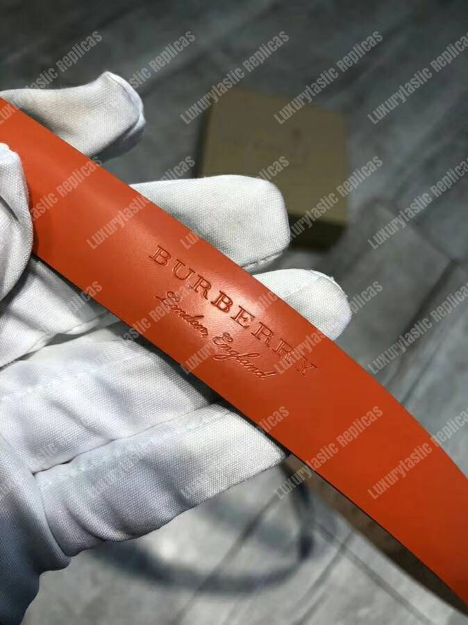 B**rry brass plaque buckle embossed bridle leather belt orange
