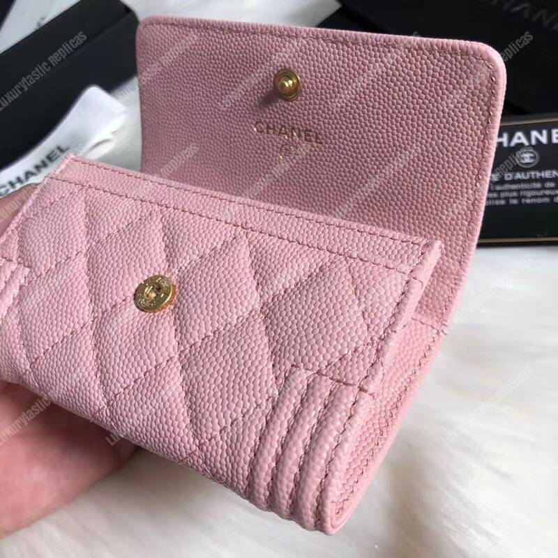 Ch*el boy small flap wallet pink