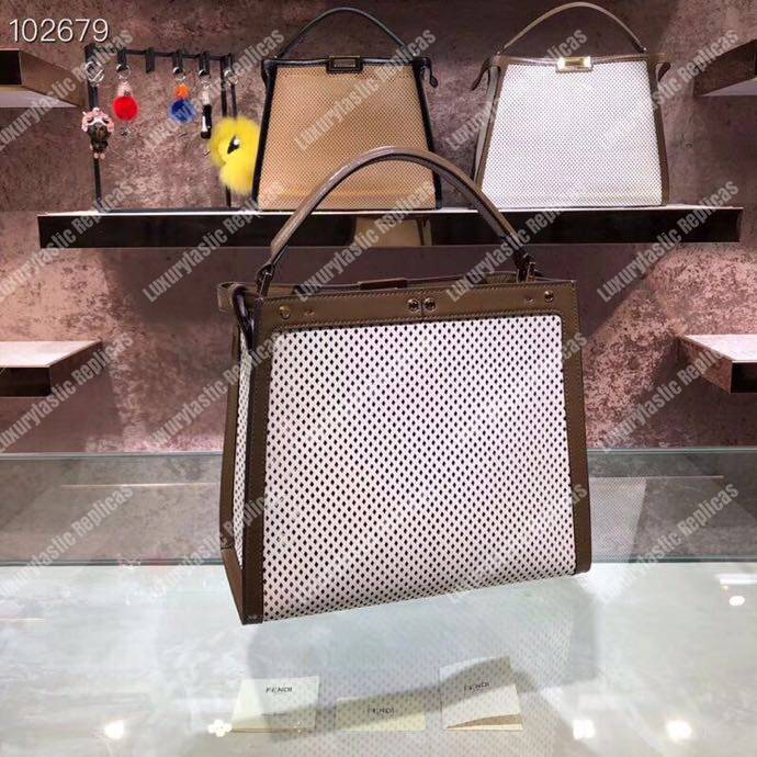 F**di peekaboo x-lite medium white leather bag