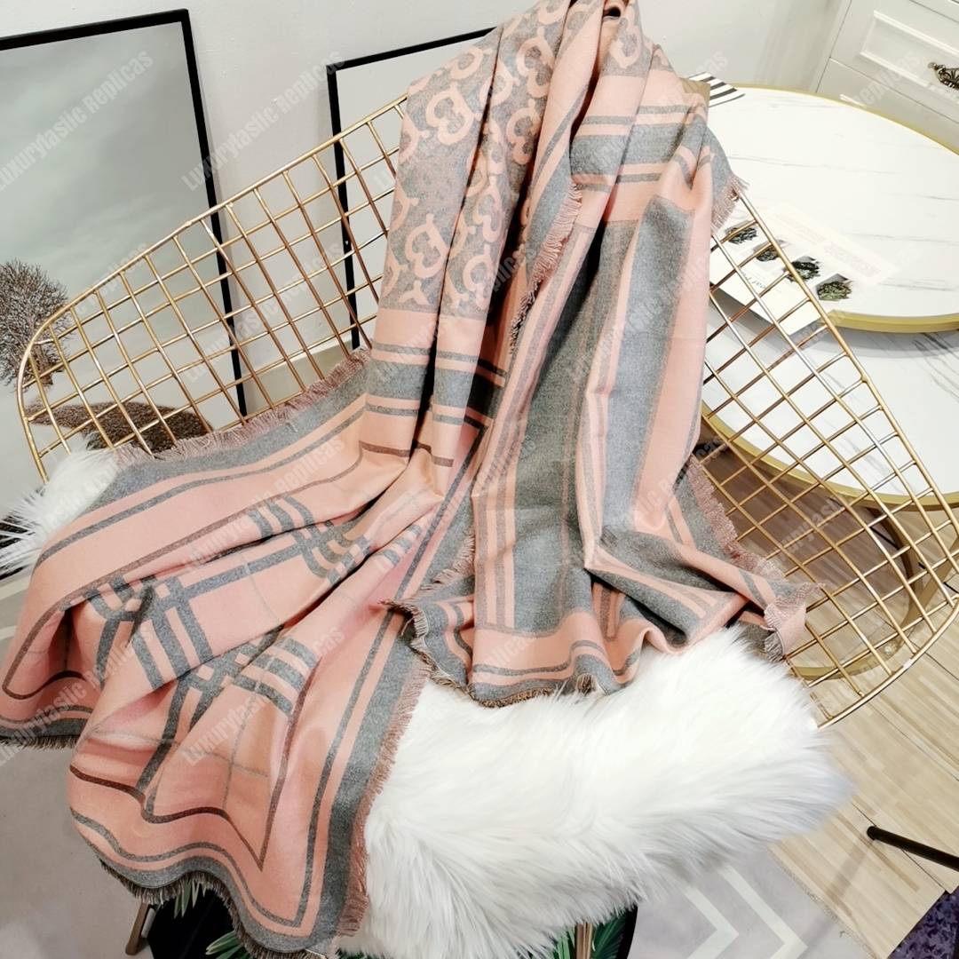 B**rry check, monogram and striped print silk scarf pink grey