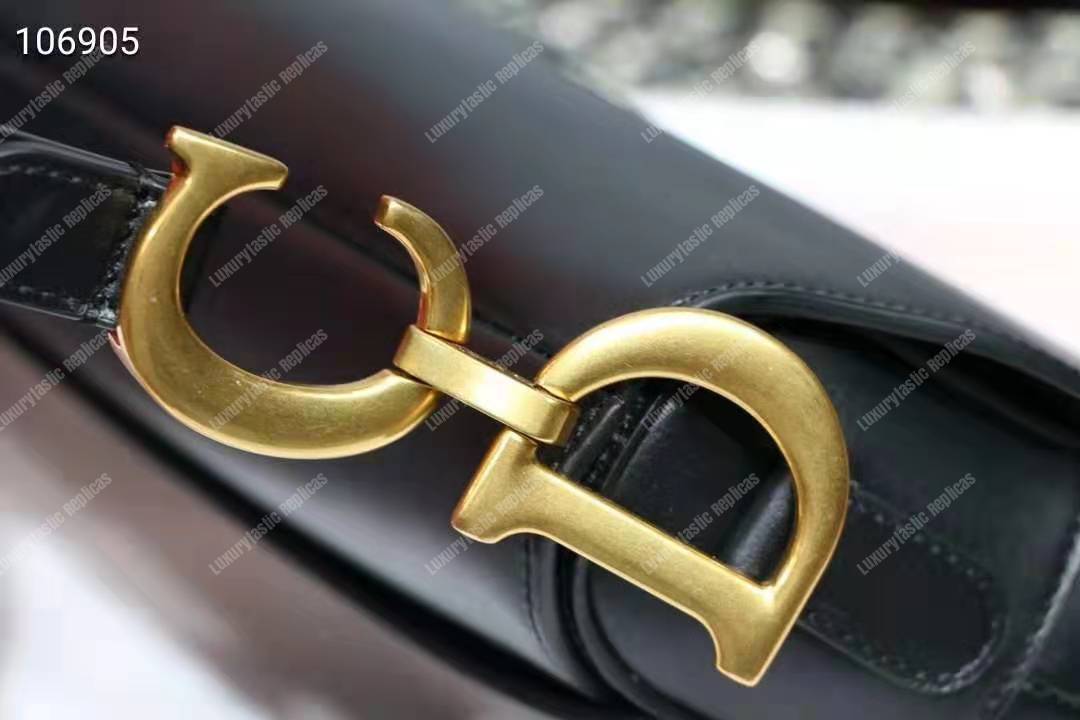 D*or mini saddle bag in black calfskin