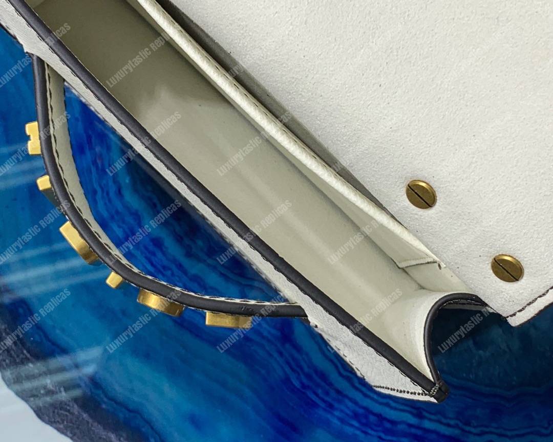 mini j’aD*or calfskin flap bag off-white