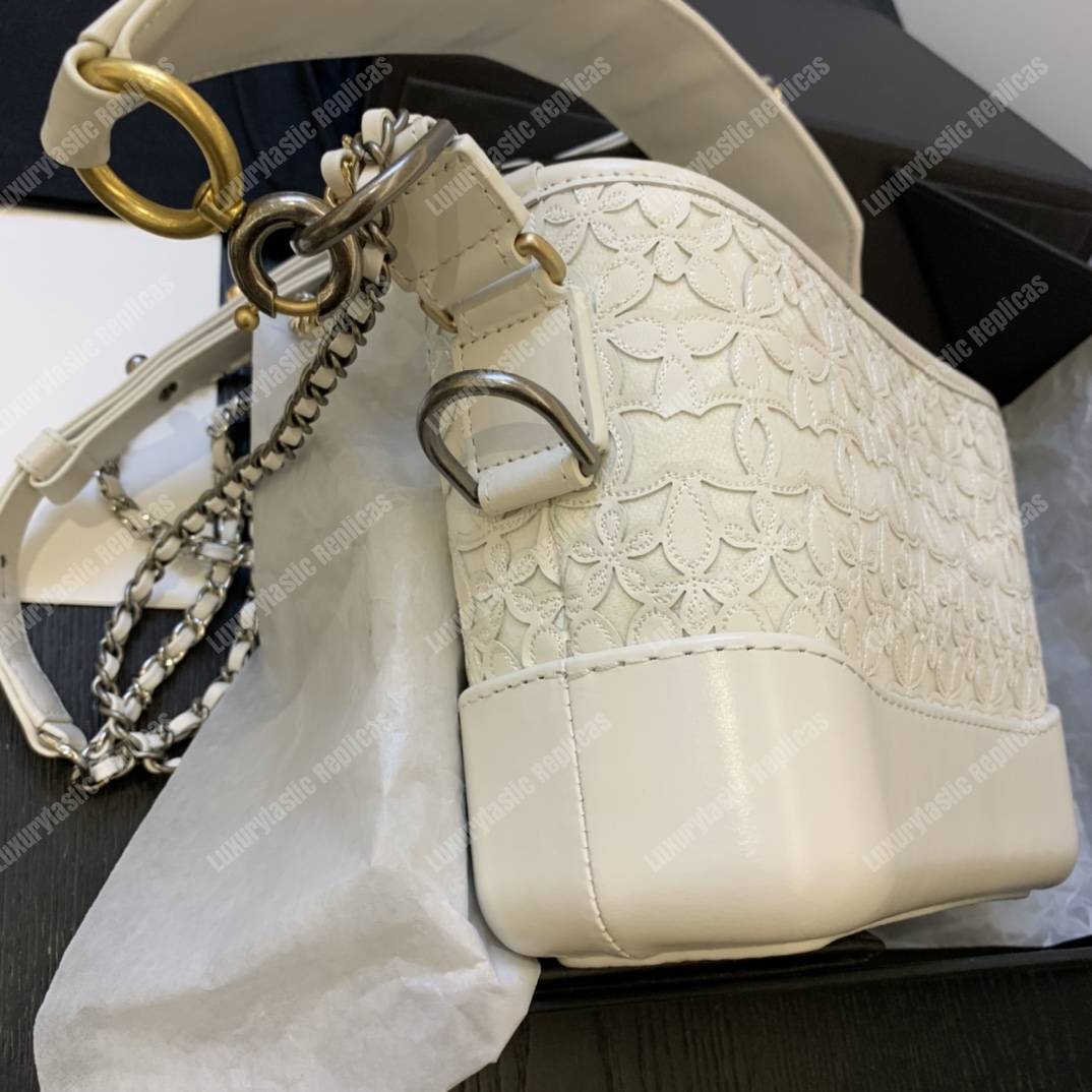 Ch*el gabrielle small hobo bag white